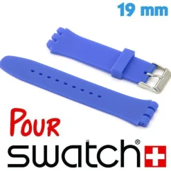 Bracelet Silicone Bleu de montre Swatch 1.9 cm lisse