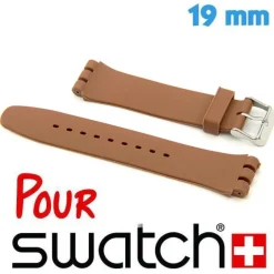 Bracelet Silicone Chocolat 19mm de montre Swatch lisse