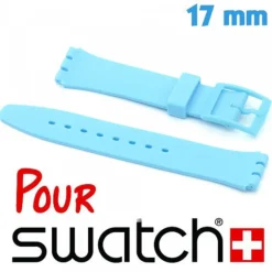 Bracelet Silicone 1,7 cm Bleu pour montre Swatch lisse