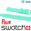 Bracelet Silicone 1,7 cm Vert d'eau montre Swatch lisse