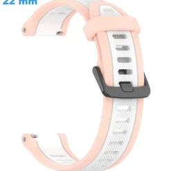 Bracelet Silicone fermoir Ardillon pour montre Rose et Blanc 22 mm