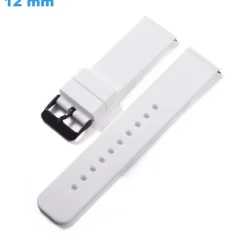 Bracelet Silicone fermoir Ardillon montre Blanc 12 mm