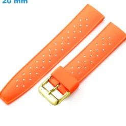 Bracelet Silicone fermoir Ardillon de montre Orange 20 mm