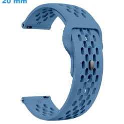 Bracelet Silicone fermoir Bouton pression de montre Bleu 20 mm