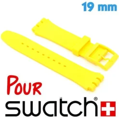 Bracelet Silicone Jaune 19mm pour montre Swatch lisse