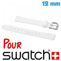 Bracelet Silicone lisse Blanc pour montre Swatch 1.2 cm