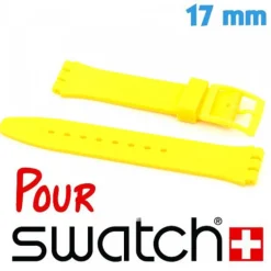 Bracelet Silicone lisse Jaune de montre Swatch 17 mm