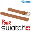 Bracelet Silicone lisse Marron pour montre Swatch 12mm