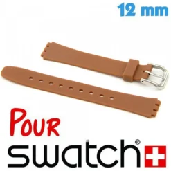 Bracelet Silicone lisse Marron pour montre Swatch 12mm