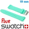 Bracelet Silicone lisse Vert d'eau montre Swatch 19mm