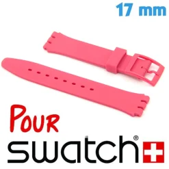 Bracelet Silicone pour Montre Swatch 17 mm Rose foncé