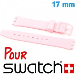 Bracelet Silicone Rose clair 17 mm montre Swatch lisse