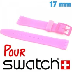 Bracelet Silicone Rose 17 mm de montre Swatch lisse