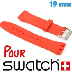 Bracelet Silicone Rouge pour montre Swatch 19 mm