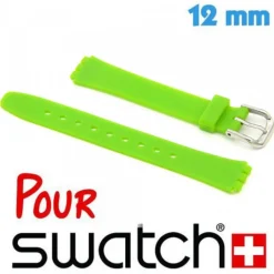 Bracelet Silicone Vert 12mm pour montre Swatch lady