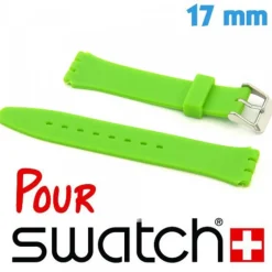 Bracelet silicone vert pour montre Swatch pas cher 17 mm