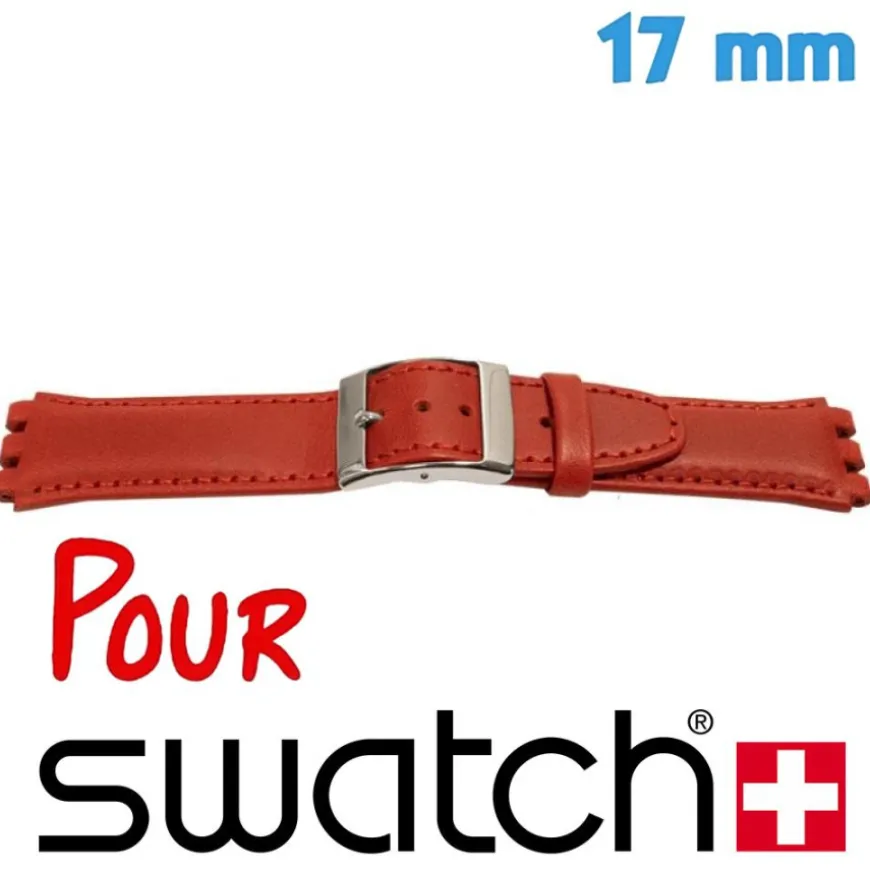 Bracelet Swatch Rouge 17 mm Cuir pour montre