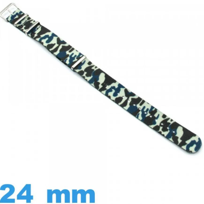 Bracelet Textile Military 24mm N.A.T.O Bleu montre