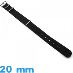 Bracelet Textile 20 mm N.A.T.O Noir montre