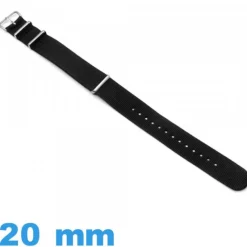 Bracelet Textile Noir montre 20 mm Nato
