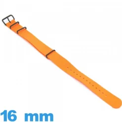 Bracelet Textile Orange profond montre 16 mm N.A.T.O