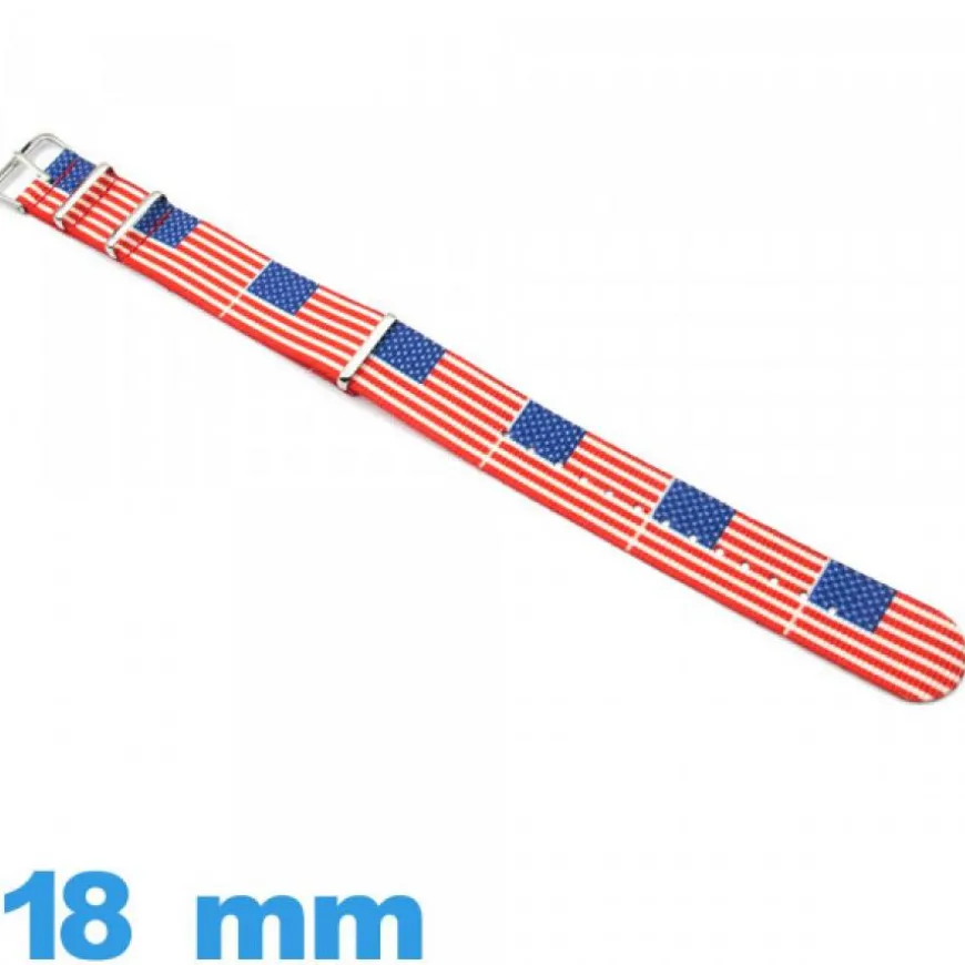 Bracelet Textile pour montre 18mm États-Unis d'Amérique N.A.T.O