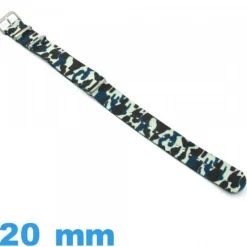 Bracelet tissu Bleu Camouflage Militaire pour montre 20mm N.A.T.O