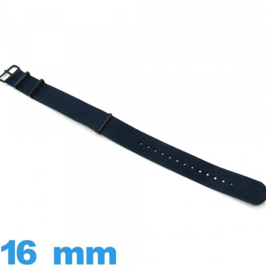 Bracelet tissu Bleu montre 16mm N.A.T.O