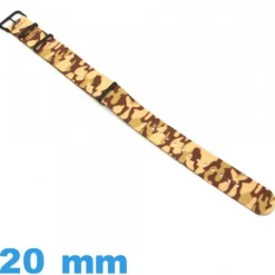 Bracelet tissu Camo militaire 20mm N.A.T.O Marron de montre