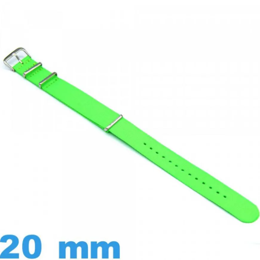 Bracelet tissu 20mm Nato Green fluo pour montre