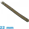 Bracelet tissu Noir et Beige pour montre 22 mm N.A.T.O