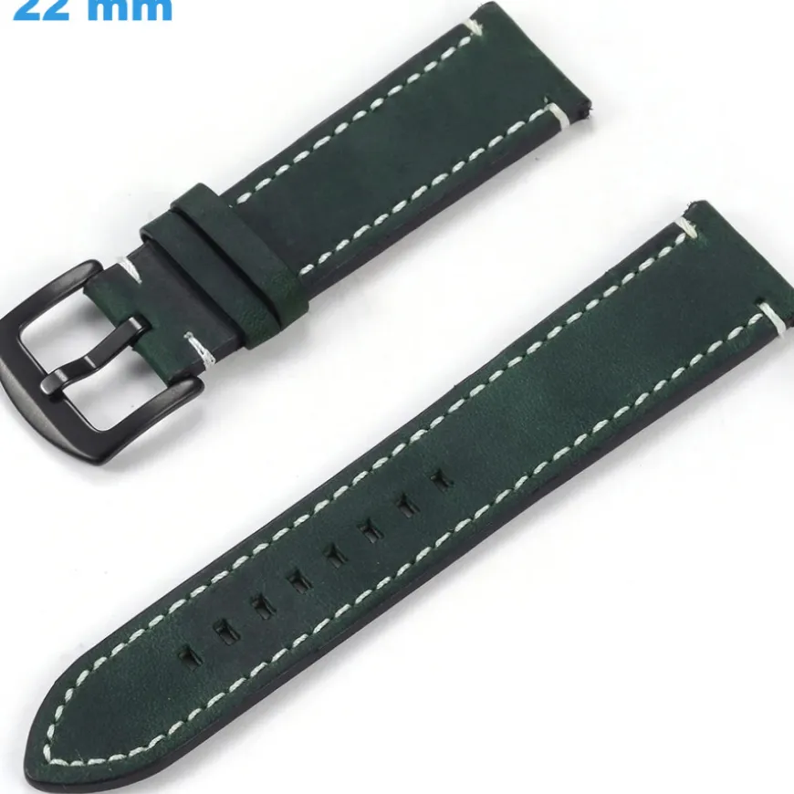 Bracelet Vert 22 mm Cuir véritable montre Ardillon