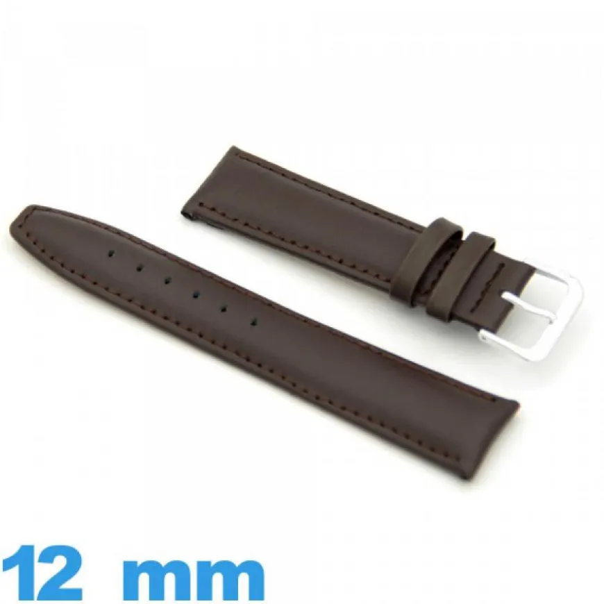 Bracelet Vrai cuir de montre 12mm Rembourré