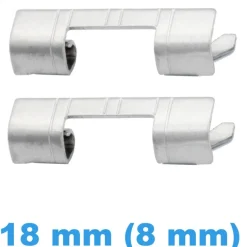Cache Pompe pour Montre Droit Argenté 18 mm (8 mm) - Lot de 2