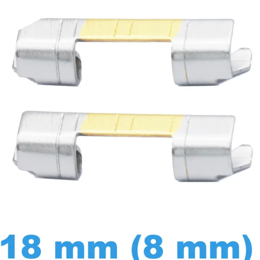 Cache Pompe pour Montre 18mm (8mm) Droit Argenté Doré