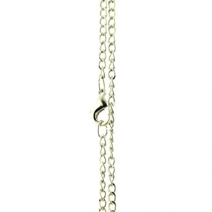 Chainette de montre pendentif argenté maillons fins 78 cm