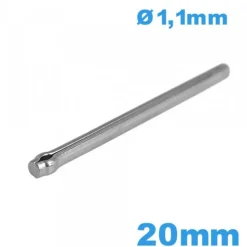 Clavette longue de 20mm fendue pour bracelet de montre acier
