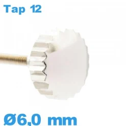 Couronne de montre tube long TAP 12 - argenté / 6,0 mm