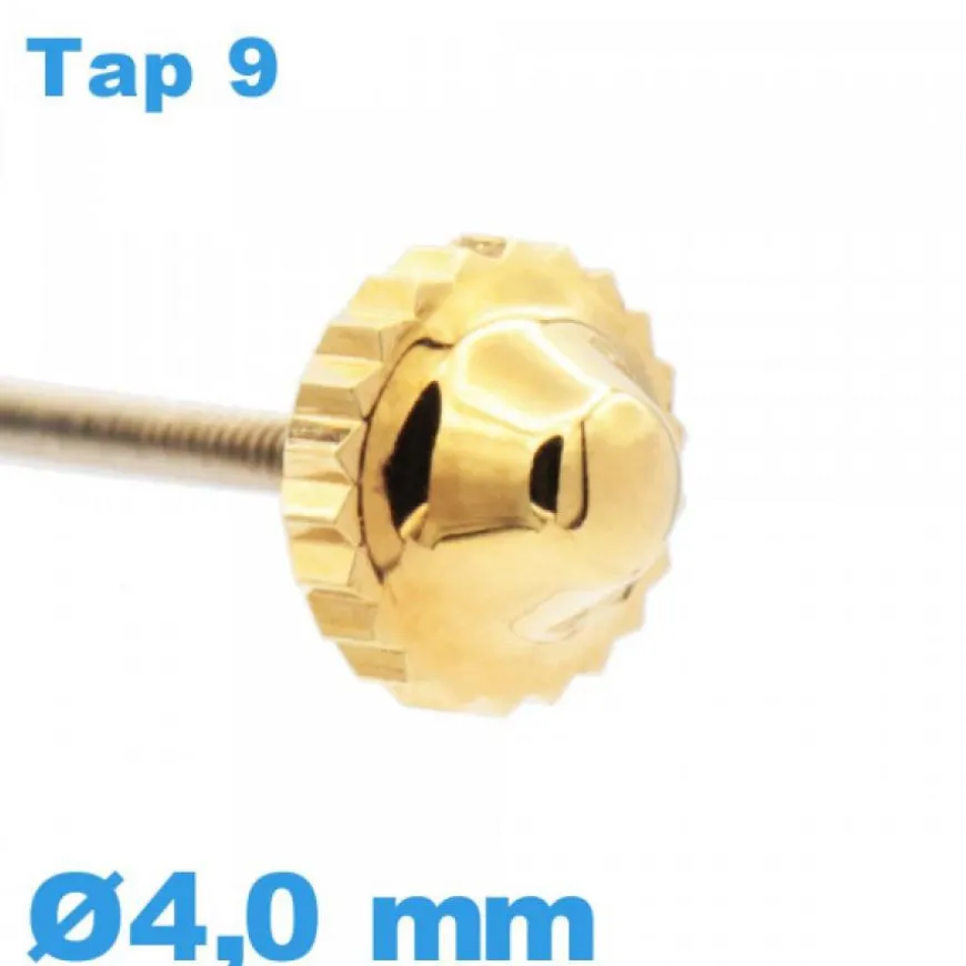 Couronne de montre tube long TAP 9 - Doré / 4,0 mm