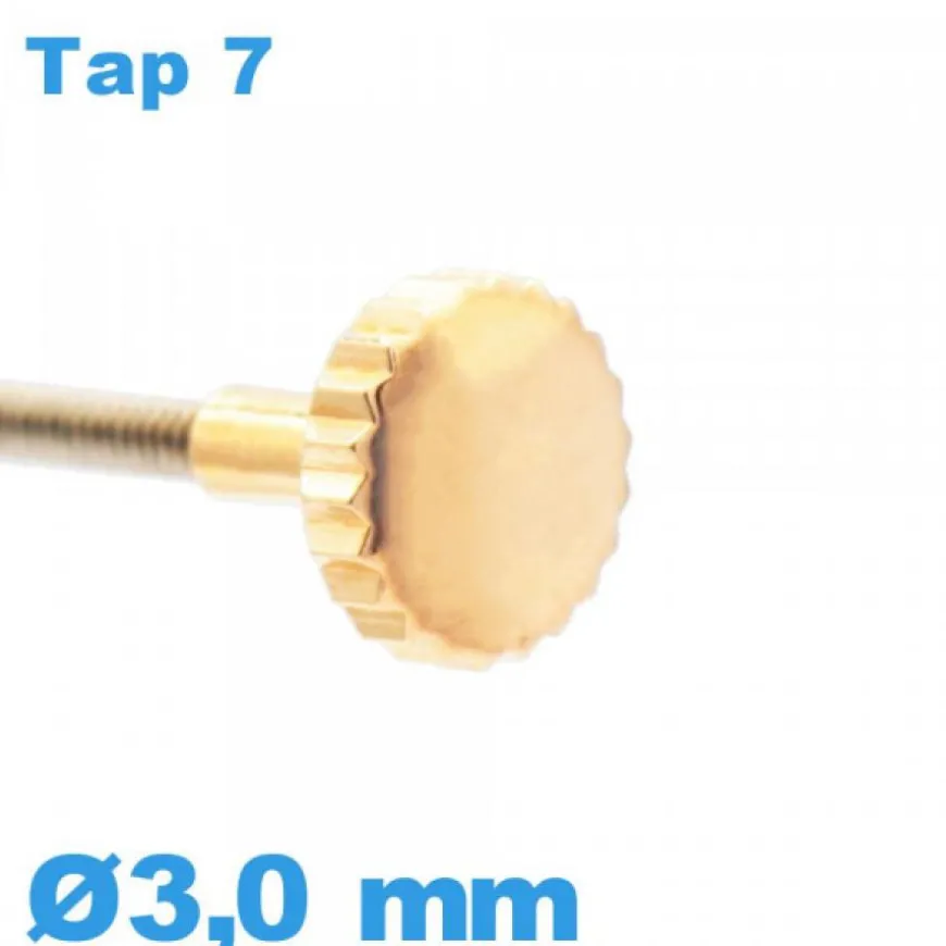 Couronne de Remontoir de Montre TAP 7 tube long / 3,0mm - Or rose