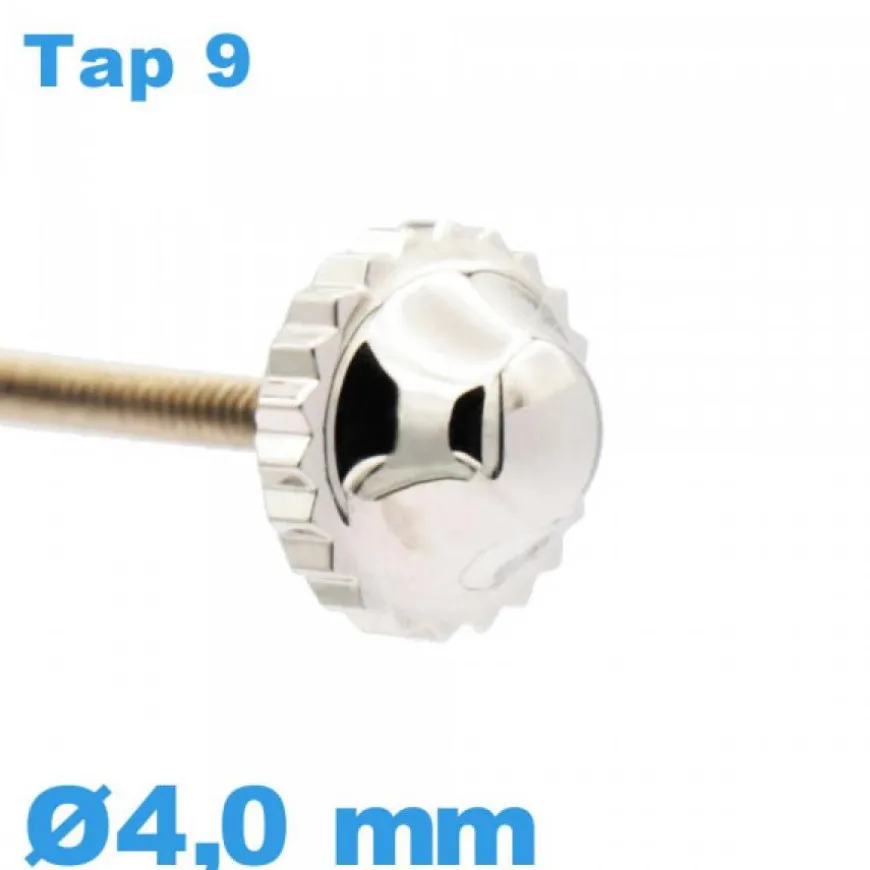 Couronne de Remontoir de Montre TAP 9 tube long / 4,0mm - argenté