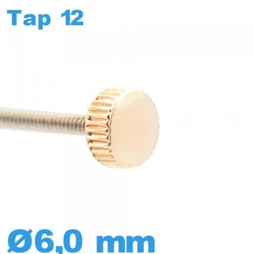 Couronne Montre - Or rose / 6,0mm TAP 12 tube long