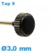 Couronne Remontoir Montre Noir 3 mm TAP 9 étanche Tube Long