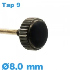 Couronne Remontoir Noir pour Montre 8 mm tube long TAP 9 Waterproof