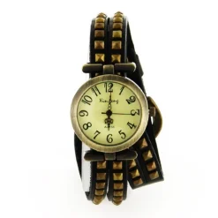 Cuir clouté long bracelet montre femme pas chère bracelet