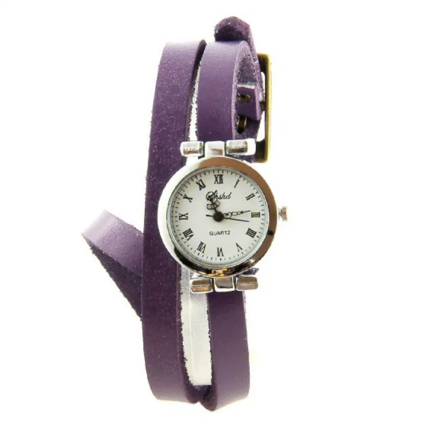 Double tour violet montre femme pas chère bracelet