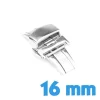 Fermoir argenté acier inoxydable déployant 16 mm bouton