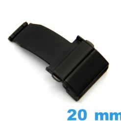 Fermoir 20 mm Noir Acier déployant avec bouton ouverture