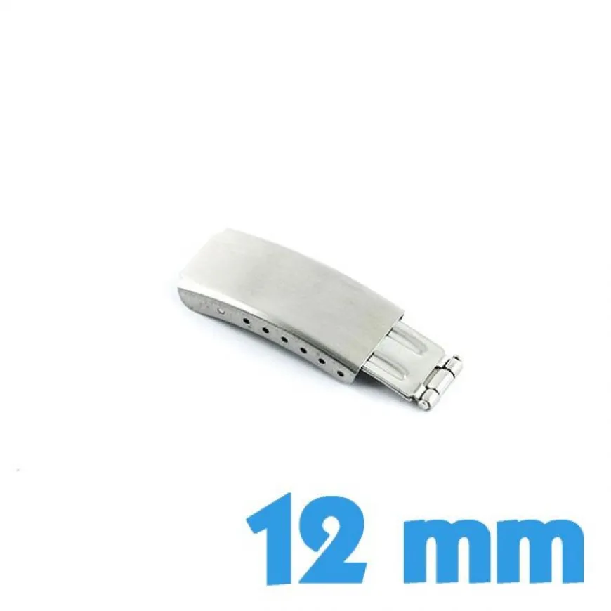 Fermoir montre pas cher déployant argenté 12 mm bracelet métal