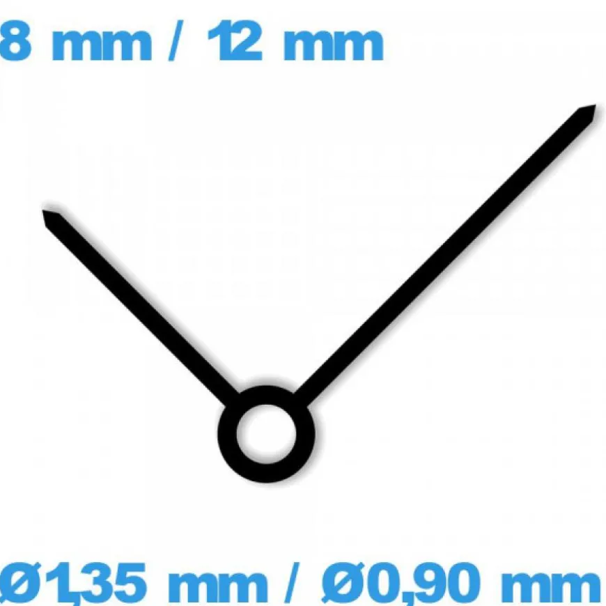 Jeu d'aiguille cadran central (Ø1,35 mm / Ø0,90 mm) de mouvement de montre - noir